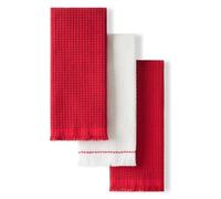 KitchenAid Gourmet Series Gridlines - Set di 3 asciugamani da cucina, 100% cotone, assorbenti, colore: rosso passione, 45,7 x 71,1 cm
