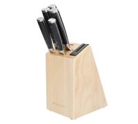 KitchenAid Gourmet - Set di 5 coltelli giapponesi in acciaio con affilacoltelli e blocco in legno di betulla