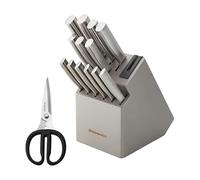 KitchenAid Gourmet - Set di coltelli con affilacoltelli integrato, 15 pezzi, in acciaio inox