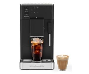 KitchenAid KF2 5KES8452 - Macchina da caffè automatica con funzione Iced Coffee, macina IntelliGrind, ugello a vapore Panarello, display LED, 15-18 bar, nero opaco
