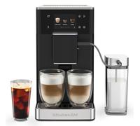 KitchenAid KF4 Macchina per caffè espresso completamente automatica con trituratore, più di 20 ricette (caffè caldo e ghiacciato), Touch screen, sistema AutoMilk, design compatto, nero liquirizia