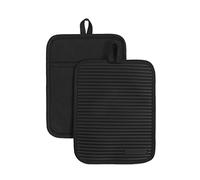 KitchenAid Kitchen Aid - Set di presine in morbido silicone a coste, 17,8 x 22,9 cm, colore: Nero onice