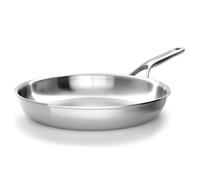 KitchenAid MultiPly - Padella a 3 strati in acciaio INOX, 28 cm, senza PFAS, tripla piastra multiclad, adatta a induzione, adatta al forno fino a 220 °C, colore: argento
