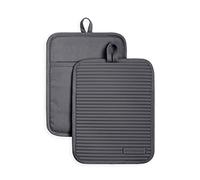 KitchenAid Set di presine in morbido silicone a coste, grigio antracite, 17,8 x 22,9 cm