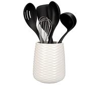 KitchenAid Set di Utensili da Cucina Antigraffio e Lavabili in Lavastoviglie, 6 Pezzi con Porta Utensili