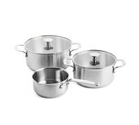 KitchenAid Stainless Steel Set di Pentole Antiaderenti in Acciaio Inox con Coperchio, Adatte a Tutti i Tipi di Fornelli, Induzione, Forno e Lavastoviglie, 20/24 cm + Pentolino 16 cm/1,5 L, 5 pezzi