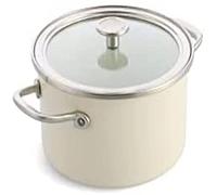 KitchenAid Steel Core Enamel Casseruola in acciaio smaltato, 20 cm/3,7 l, con coperchio, in smalto ingegnerizzato tedesco, a induzione, adatto al forno, lavabile in lavastoviglie, crema di mandorle