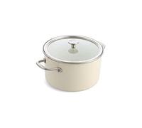KitchenAid Steel Core Enamel Casseruola in acciaio smaltato, 24 cm/6 litri, con coperchio, smalto, a induzione, adatto al forno, lavabile in lavastoviglie, crema di mandorle