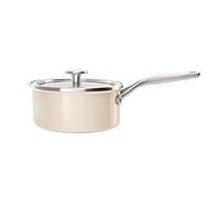 KitchenAid Steel Core Enamel Pentola in acciaio smaltata con coperchio, 18 cm/2 l, smalto, a induzione, adatta al forno, lavabile in lavastoviglie, crema di mandorle