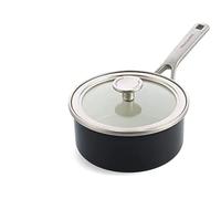 KitchenAid Steel Core Enamel Pentola in acciaio smaltato, 16 cm/1,3 l, con coperchio, in smalto ingegnerizzato tedesco, a induzione, adatto al forno, lavabile in lavastoviglie, nero onice