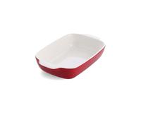KitchenAid Stoneware Teglia Rettangolare Antiaderente in Ceramica con Coperchio in Bambù, 26 cm/1,9L, Senza PFAS, Salvaspazio, Sicura al Forno fino a 260°C, Lavabile in Lavastoviglie, Impero Rosse