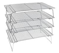KITCHENATICS Griglia di raffreddamento a 4 livelli impilabili per la cottura, 100% griglia in acciaio inox, griglia da forno sicura, griglia per forno per pizza, torta, pane, griglia di raffreddamento