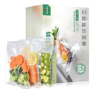 KitchenBoss 200 Pezzi Sacchetti Sottovuoto per Alimenti：15x25 cm Buste Sottovuoto Alimenti per Macchina Sottovuoto e Cottura Sous Vide, 175 µm, Indistruttibili, Senza BPA