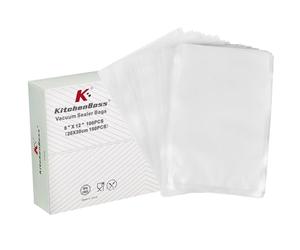 KitchenBoss Buste Sottovuoto Alimenti Sacchetti-Sottovuoto-Alimenti: 100 Buste 20x30m Sacchetto Sottovuoto,Sacchetti Sous Vide Ccottura,per Macchina Sottovuoto,Buste Goffrate