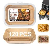 KitchenBoss Carta Forno per Friggitrice ad Aria: 120 Pezzi Rettangolare Carta Forno Fogli 22 x 14cm, Antiaderente Impermeabile Antiolio Air Fryer Accessori Compatibile con Ninja AF300EU AF400EU