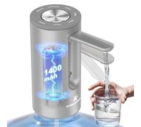 KitchenBoss Dispenser d’Acqua Elettrico per Galloni da 1 a 5 Galloni | Pompa per Bottiglia d’Acqua con Batteria Ricaricabile USB, 1400 mAh, Pompa Distributore Portatile