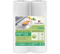KitchenBoss Rotoli di sacchetti per sottovuoto: 2 confezioni da 28 cm x 600 m, sacchetti per la conservazione degli alimenti, rotolo sottovuoto per macchina sottovuoto per cottura sottovuoto