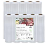 KitchenBoss Sacchetti Sottovuoto Alimenti：10 Rotoli Buste Sottovuoto Alimenti, 20/28 x 300cm, Buste Sottovuoto Alimenti Goffrati Compatibili con Macchine Sottovuoto e Cottura Sous Vide