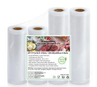 Kitchenboss Sacchetti Sottovuoto Per Alimenti: 4 Rotoli 20|28| x500 cm, Senza Bpa, Liberi Di Tagliare, Durevole, Adatti Per Microonde Congelamento Della Conservazione Alimenti e Cottura Sous Vide