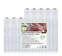 KitchenBoss Sacchetti Sottovuoto per Alimenti：Rotoli Sottovuoto Alimenti Goffrati, Buste Sottovuoto Alimenti senza BPA per Macchina Sottovuoto e Cottura Sous Vide, 8 Rotoli 20x3/28x5/x300cm