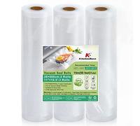 KitchenBoss Sacchetti Sottovuoto per Alimenti：Rotolo Sottovuoto Alimenti senza BPA, Sacchetto per Cottura Sottovuoto Goffrato, Sacchetti Sottovuoto Alimenti per Macchine Sottovuoto, 3 Rotolo 28x500cm