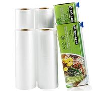 KitchenBoss Sacchetto per sottovuoto alimentare, 4 rotolo da 15 x 5 m, 20 x 5 m, Total 20 m, rotoli sotto vuoto alimentari con 2 scatola di cucito, senza BPA, per macchina sottovuoto KitchenBoss
