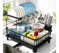 KitchenBoss Scolapiatti da Appoggio a 2 Livelli 43 cm x 33 cm x 33 cm, Nero
