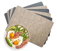 KitchenBoss Set di 6 tovagliette lavabili e sottobicchieri: tovagliette Placemat antiscivolo, resistenti al calore, tovagliette double face, lavabili con sala da pranzo PVC (grigio albicocca) 43 x30