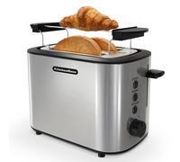 KitchenBoss Tostapane 2 Fette:Toaster 6 Livelli di Tostatura, Toaster Acciaio Inox 870W, Tostapane con Cassetto Raccoglibriciole e Griglia per il Pane, Funzione di Spegnimento Auto e Sbrinamento