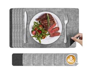 KitchenBoss Tovagliette Americane Lavabili e Sottobicchieri: Set di 6 Tovaglietta Colazione Plastica Bifacciale Non-scivolose Impermeabile Resistenti Tovagliette PVC