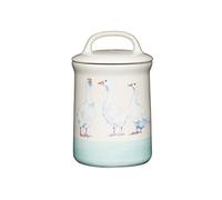 KitchenCraft Apple Farm Ceramica Decorata a Mano Barattolo Ermetico 'Gabby Goose', Oche, 10,5 x 17,5 cm - Crema / Verde