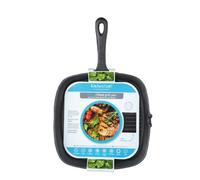 KitchenCraft Bistecchiera Quadrata in Ghisa Smaltata, Nero, 23 cm, 1 Pezzo - NUO