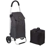 KitchenCraft Carrello spesa pieghevole su ruote con borsa termica rimovibile per alimenti surgelati, in metallo robusto e poliestere resistente alla pioggia, 45 x 33 x 100 cm, stampa a pois neri