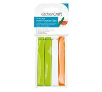 KitchenCraft Clip multiuso in plastica riutilizzabile per sacchetti alimentari, 11 cm (confezione da 4)