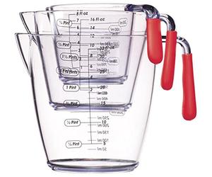 KitchenCraft Colourworks Set da 3 Caraffe con Dosatore - Rosso