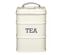 KitchenCraft Contenitore / Barattolo per Tè, Acciaio Inossidabile, Scritta Decorativa 'TEA', Coperchio Aderente Mantiene il Tè Fresco, 11 x 17 cm, Crema