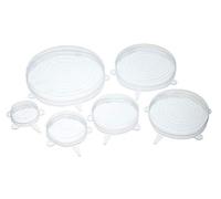 KitchenCraft Coperchi in silicone Easy Stretch / Coperchi per alimenti / Impugnature per apriscatole, trasparenti, Set di 6