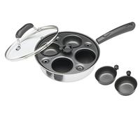 KitchenCraft Egg Poacher, padella per uova in acciaio al carbonio, padella per 4 uova, 21 cm (11''), argento