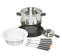 KitchenCraft Set per fonduta 3 in 1 con forchette per fonduta con codice colore (per fonduta di cioccolato, carne e formaggio), argento