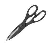 KitchenCraft Forbici da cucina con apribottiglie, acciaio inox, cesoie multiuso 21 cm (8.3''), nero