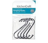 KitchenCraft Ganci Cucina a S, Metallo Cromato, Grandi (10 cm), 5 Pezzi