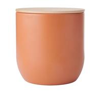 KitchenCraft Idilica, barattolo da cucina con coperchio ermetico, barattolo rotondo con coperchio in legno e finitura opaca per tè, caffè o zucchero, 12 x 12 cm, Terracotta