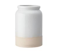 KitchenCraft Idilica Portautensili in gres, portautensili in crema con base non smaltata per utensili da cucina e decorazioni per la casa, 18 cm