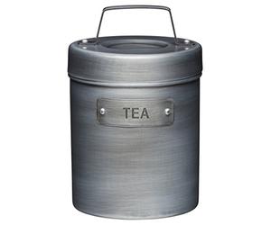 KitchenCraft Industrial Kitchen Contenitore per Tè in Metallo Stile Vintage, Coperchio con Maniglia, Capacità 1 L (1.75 pts), 11 cm, Grigio