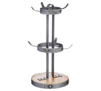 KitchenCraft Industrial Kitchen Porta Tazze ad Albero in Metallo e Legno di Mango, Molto Capiente, Tiene Fino ad 8 Tazze, 32 cm (12.5”)