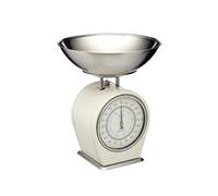 KitchenCraft Living Nostalgia Bilancia da cucina meccanica, bilancia tradizionale di ispirazione vintage, accessori per la cottura e la panificazione, 4 kg (8 lbs) - Crema antico