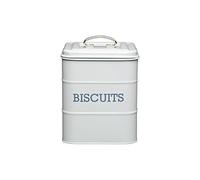 KitchenCraft Living Nostalgia Scatola per biscotti in metallo a tenuta d'aria, contenitore per biscotti, 14,5 x 19 cm - Grigio francese