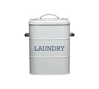 KitchenCraft Living Nostalgia 3 kg Metal Laundry Powder Tin, Kitchen/Utility Detergent Storage Box Accessory, 19 x 16 x 27 cm - French Grey