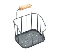 KitchenCraft Living Nostalgia Contenitore Porta Spugne / Organizer per Lavello in Metallo, Diviso in Due Scomparti, Fori per Scolare, 17 x 14 x 11 cm