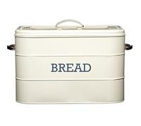 KitchenCraft Living Nostalgia Portapane con Coperchio in Metallo, 34 cm x 21,5 cm x 25 cm - Crema Antico